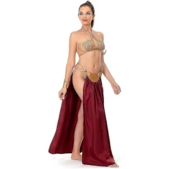 Return Of The Jedi Cosplay Kostume Prinsesse Leia Slave Uniform Outfit Kvinder Sexet Gylden Bikini Sæt Til Halloween Karneval Fest L