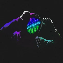 RGB LED Mask Gesture Face - Changing Glowing Mask Halloween Party Black