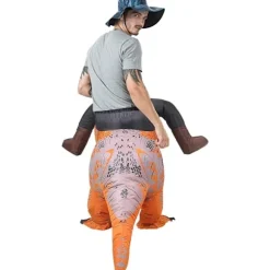 Ride-on Dinosaur Kostume Oppustelig Dinosaur Kostumer Fastelavnskostume til Voksne Brown