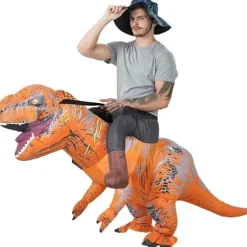 Ride-on Dinosaur Kostume Oppustelig Dinosaur Kostumer Fastelavnskostume til Voksne Brown