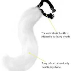 Rion Faux Pels Ræv Hale Kat Ulv Cosplay Kostume Sæt Plys Maske Fluffy Pote Handsker Halloween Jul White