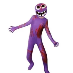ROBLOX Rainbow Friends Jumpsuit Mask Cosplay Kostume Outfits grøn purple
