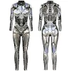 Robot Cosplay Kostume Halloween Robot Jumpsuit Til Kvinder Steampunk Sexet Cosplay Kostumer Karneval Fest Langærmet Halloween Bodysuit Cool(S Sølv)