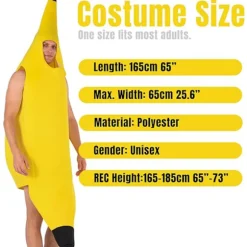 Rolig Banan Frugt Kostume Banan Kostume Voksen Unisex One Size Halloween Udklædning[GPA]