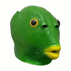 Rolig Grøn Fisk Latexmaske - Unisex Cosplay Hovedbeklædning til Fester & Begivenheder, Ingen Batterier Nødvendige, Aldre 14+