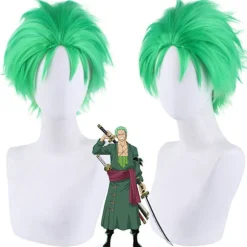 Roronoa Zoro One Piece Anime Paryk Tilbageglattet Grøn Kort Lag