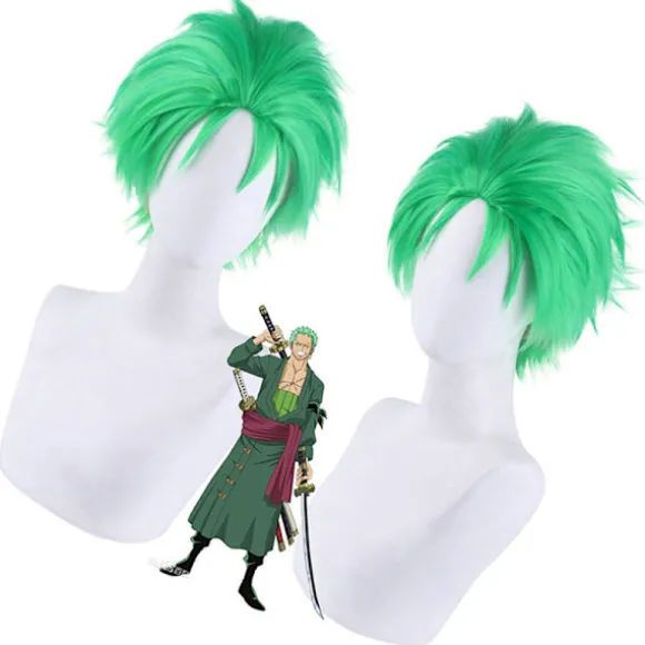Roronoa Zoro One Piece Anime Paryk Tilbageglattet Grøn Kort Lag