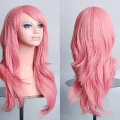 Rosa paryk 70cm Cosplay Kostume rosa pink pink