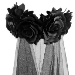 Rose Blomster Slør Halloween Kostume Hovedbånd Dag for den Sorte KLB