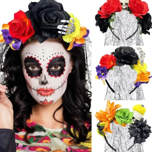 Rose Blomsterkrone Hovedbøjle Foto Rekvisitter Boho Halloween Hovedbeklædning A14