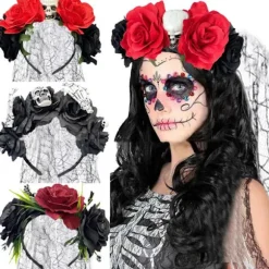 Rose Blomsterkrone Hovedbøjle Foto Rekvisitter Boho Halloween Hovedbeklædning A14