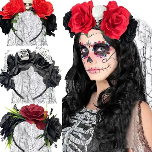 Rose Blomsterkrone Hovedbøjle Foto Rekvisitter Boho Halloween Hovedbeklædning A14