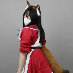 Ræveører og hale sæt, lodne ræveøre pandebånd med hale Halloween Cosplay fest rævekostume tilbehør til børn-voksne Buckle