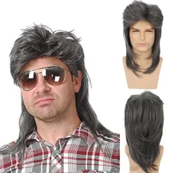 Ryan paryk blond 1 del, mullet, brun blond, 80'erne, løshår