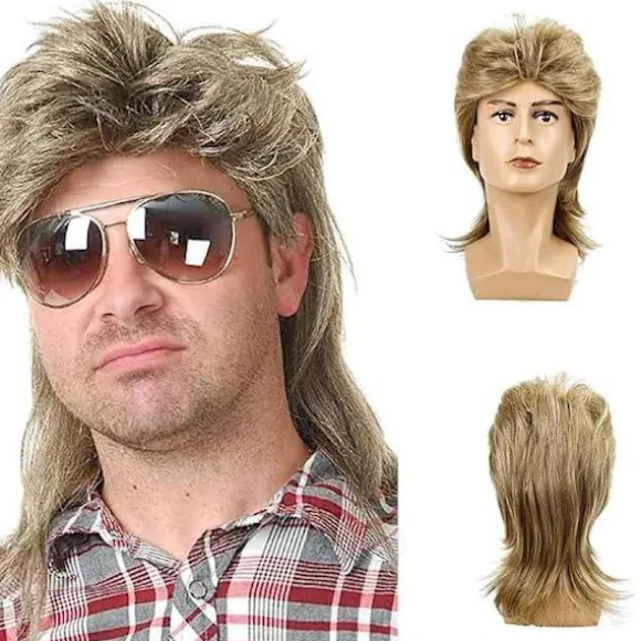 Ryan paryk blond 1 stk, mullet, brun blond, 80'er, løshår
