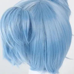 Sally Face Cosplay Tilbehør Sally Paryk Kort Blå Varmebestandig Syntetisk Hår Klips Hestehaler Parykker