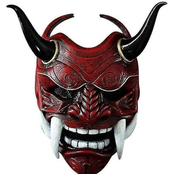 Samurai Oni Maske til Halloween og Cosplay Fester Red