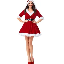 Santa Claus Pengpeng Princess Kjole, V-hals Slim Fit med Bælte, R