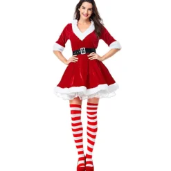 Santa Claus Pengpeng Princess Kjole, V-hals Slim Fit med Bælte, R