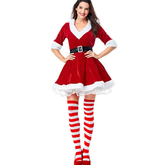 Santa Claus Pengpeng Princess Kjole, V-hals Slim Fit med Bælte, R