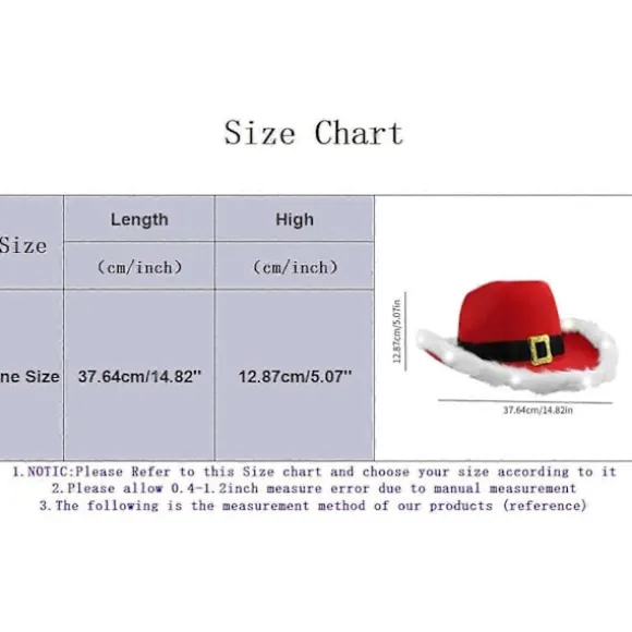 Santa Cowboy Hat med Hvid Kant og Fjer Trim Western Julehat Ferie