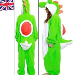 SAZAC Fleece Kostume Super Mario Yoshi Kigurumi Cosplay Julegaver ^-XA M