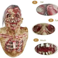 Scary Walking Monster Mask Død Zombie Scary Halloween Costume Party Full Latex Cosplay Props Voksen