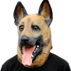 Schæferhund Latex Hundemaske Kompatibel med Halloween Kostumefester, Realistisk Dyrehoved Maske Tilbehør