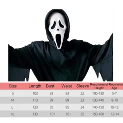 Scream Ghost Face-kostume til børn Halloween-kostume XL_yux-FA-