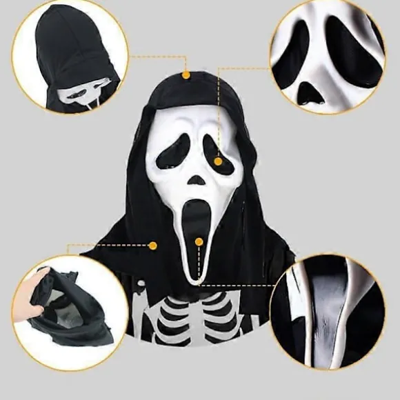 Scream Maske, Ghostface Maske, Halloween Skræmmende Film Scream Maske, Ghostface Kostume Rekvisitter Hvid MaskeCJY
