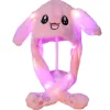 Sød kaninhat med ører, der bevæger sig og hopper, sjove dyreplyskaninhatte PINK【pl】