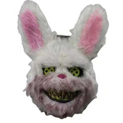 Sød Kaninmaske i Plys og Plastik - Cosplay Kaninhovedkostume til Halloween Karneval Pink og Hvid (FMY)