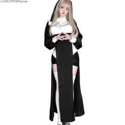 Sød kvindelig anime nonne kostume cosplay performance kostume sexet dame Halloween performance kostume søster cos uniform-WELLNGS S Full Set