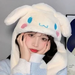 Sød Sanrio Hat Tilbehør Kawaii Hold Varmen Tyk Hue Ører Bevæger Sig Anime Blødt Legetøj Til Piger Gave
