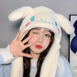 Sød Sanrio Hue Cinnamoroll Tilbehør Kawaii Hold Varmen Fortykket Plys Hue Ører Bevæger Anime Blødt Legetøj Til Piger Gave - Perfet 1