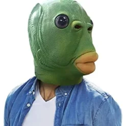Sød sjov grøn fisk maske voksen latex dyr fuld hoved maske Halloween kostume cosplay fest rekvisitter