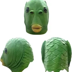 Sød sjov grøn fisk maske voksen latex dyr fuld hoved maske Halloween kostume cosplay fest rekvisitter