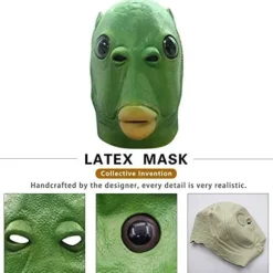 Sød sjov grøn fisk maske voksen latex dyr fuld hoved maske Halloween kostume cosplay fest rekvisitter