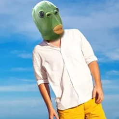 Sød sjov grøn fisk maske voksen latex dyr fuld hoved maske Halloween kostume cosplay fest rekvisitter