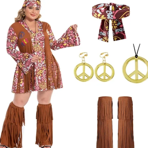 SødDIY Plus Size Hippie Kostume Kvinde Tøj xxl