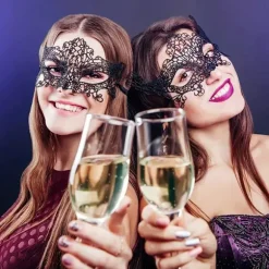 Seks-delt sæt af ikke-strukturerede blonde masker, der er velegnede til fester, sammenkomster, barer og maskeballer 6pcs