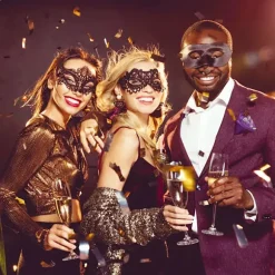 Seks-delt sæt af ikke-strukturerede blonde masker, der er velegnede til fester, sammenkomster, barer og maskeballer 6pcs