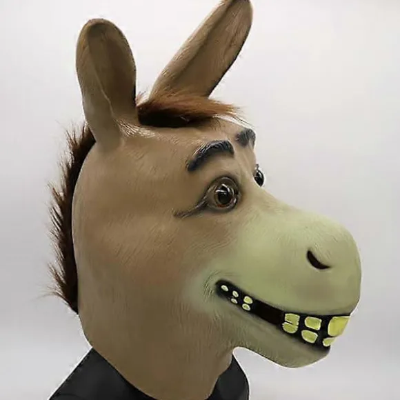 Æsel Maske, Halloween Shrek Æsel Hoved Maske, Nyhed Deluxe Kostume Fest Cosplay Latex Dyr Hoved Maske til Voksen