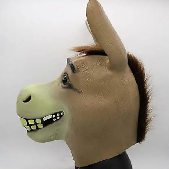 Æsel Maske, Halloween Shrek Æsel Hoved Maske, Nyhed Deluxe Kostume Fest Cosplay Latex Dyr Hoved Maske til Voksen