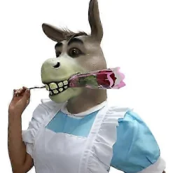 Æsel Maske, Latex Sherk Maske, Deluxe Fuld Ansigt Dyrehoved Maske til Halloween Voksen Kostume Fest (FMY)