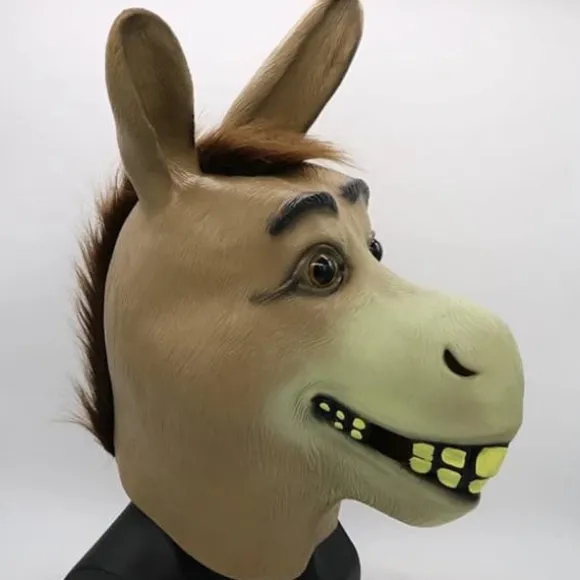Æselmaske, Halloween Shrek æselhovedmaske, luksuriøs nyhedskostumefest rollespil latex dyrehovedmaske