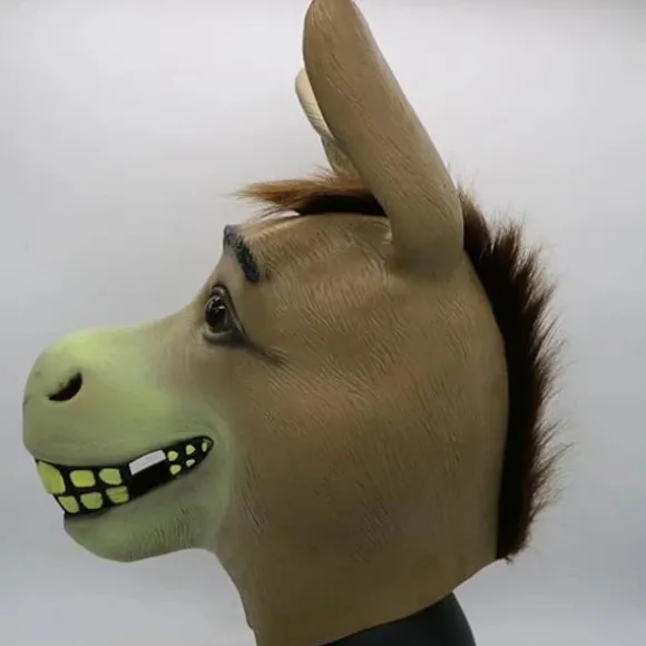 Æselmaske, Halloween Shrek æselhovedmaske, luksuriøs nyhedskostumefest rollespil latex dyrehovedmaske