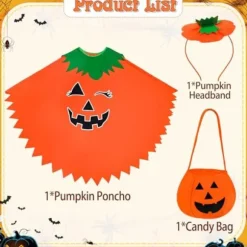Selvlysende Halloween Poncho med Slikpose & Hårbøjle til Voksne [JSR]