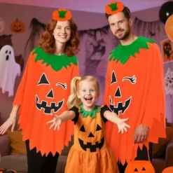 Selvlysende Halloween Poncho med Slikpose & Hårbøjle til Voksne [JSR]