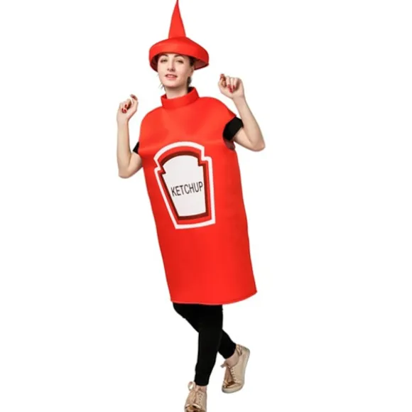 Sennep Ketchup Flaske Kostume Til Voksne Sjov Mad Tunika Til Par Maskotter Outfit Fancy-Dress Kostume Dd402